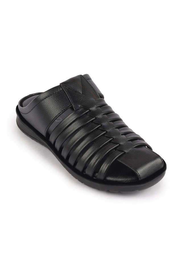 Black Leather Sandals Open Toe Shoes Men's Buy Fausto Black