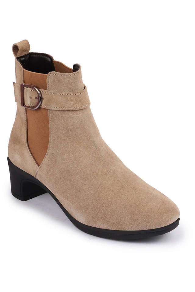 Buy Fausto Brown Suede Slip-on Women's Casual Boots Shoppers Stop