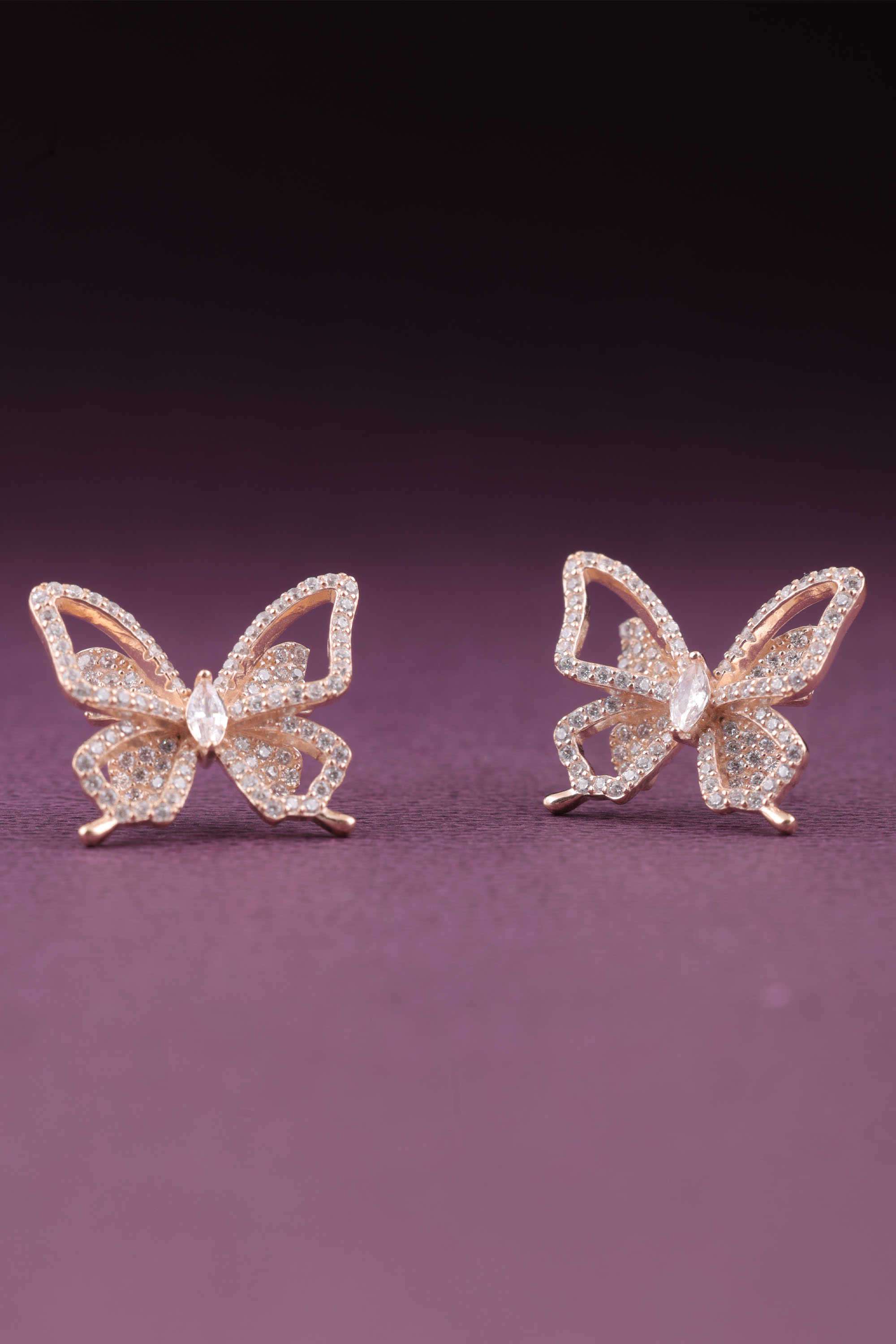 Silver-Casual-Wear-Women-s-Butterfly-Earrings
