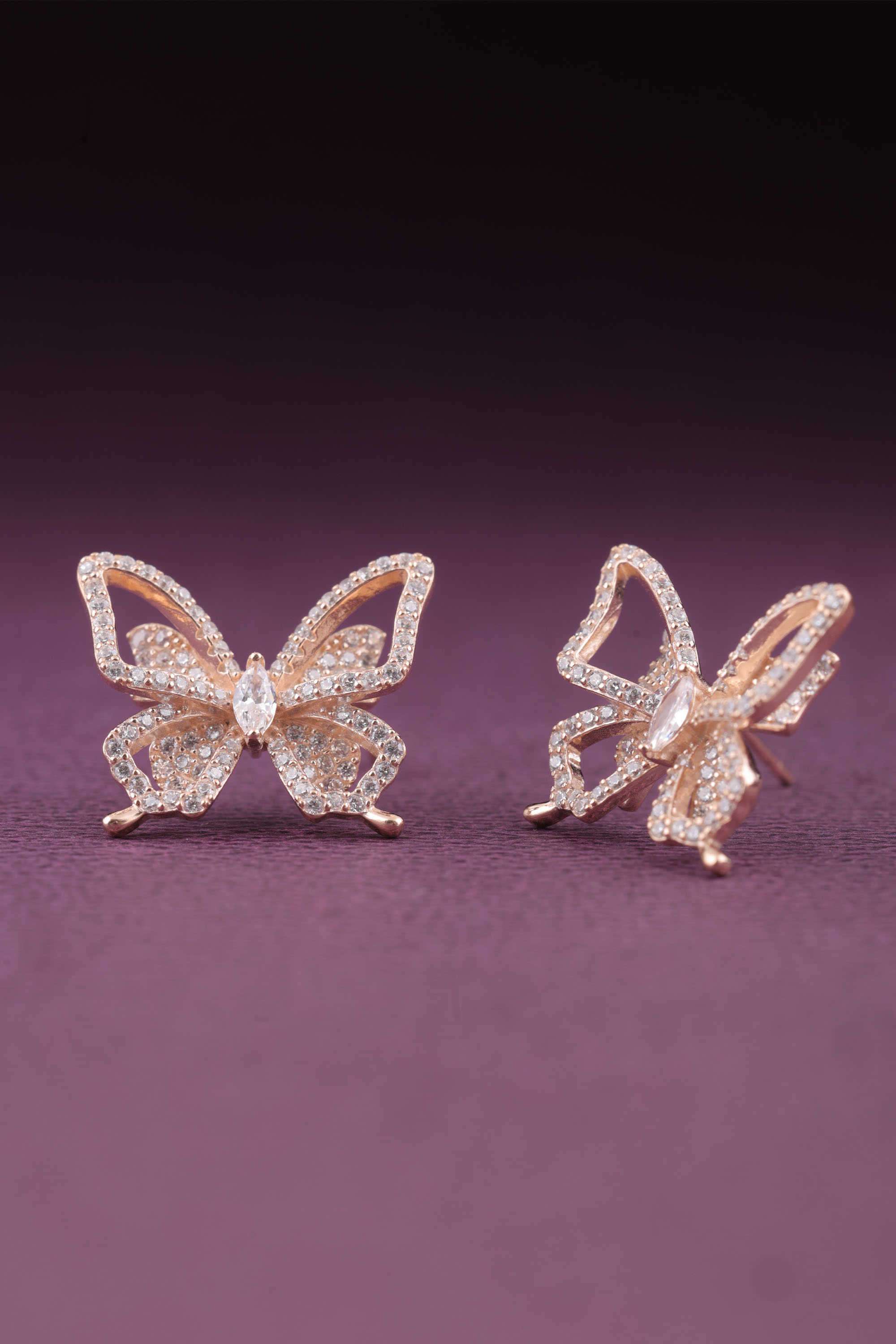 Silver-Casual-Wear-Women-s-Butterfly-Earrings