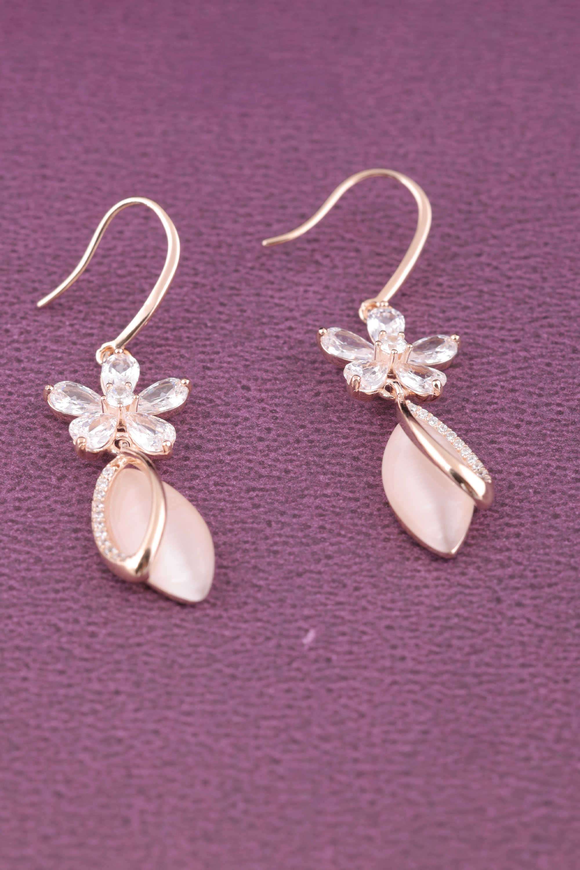 Silver-Casual-Wear-Women-s-Flower-Petal-Earrings