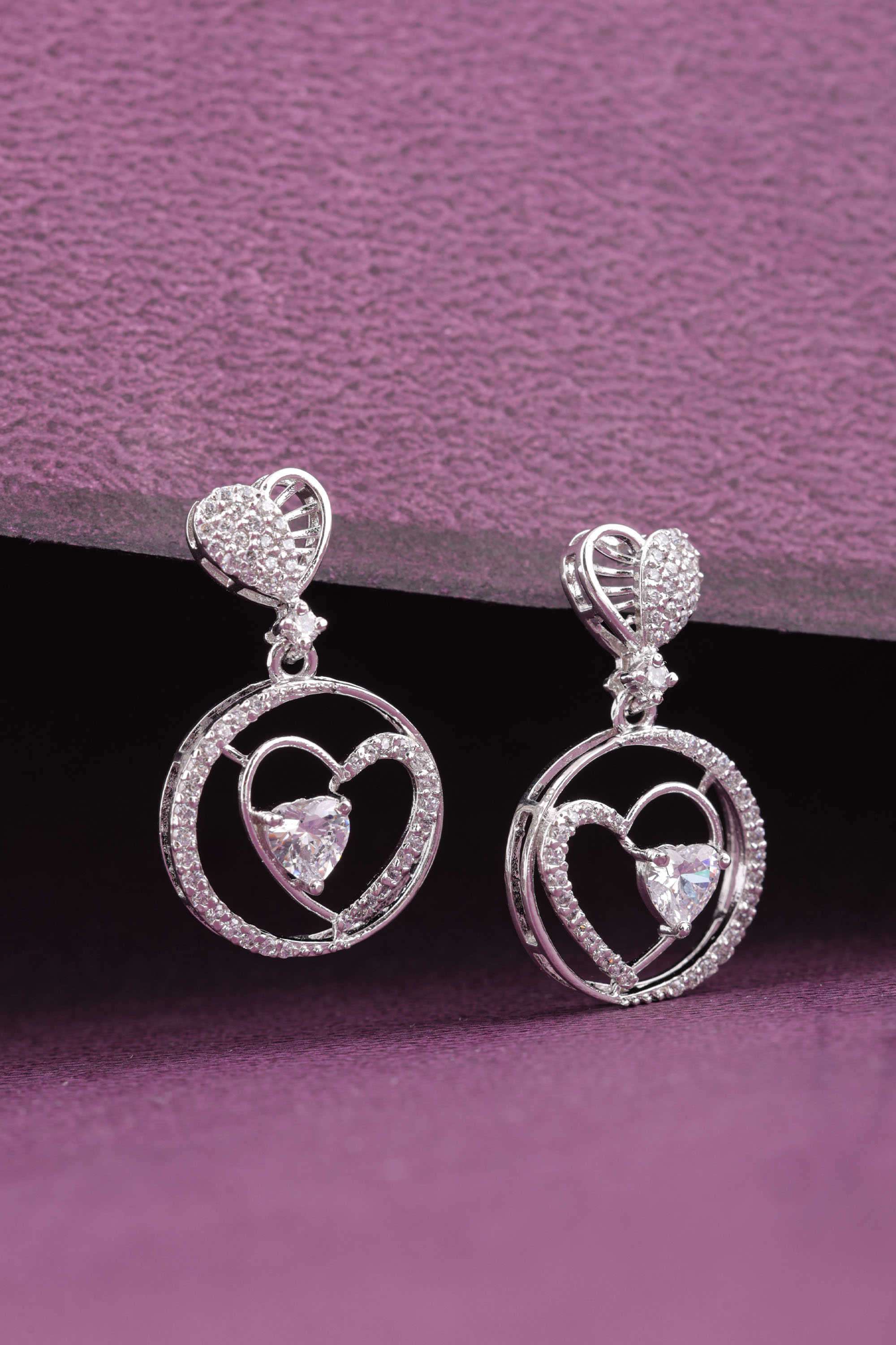 Silver-Casual-Wear-Women-s-Heart-Earrings