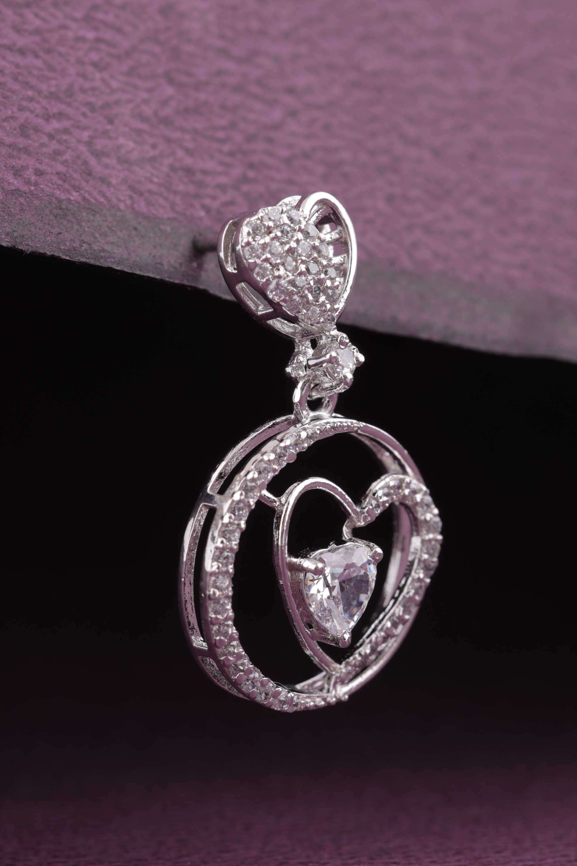 Silver-Casual-Wear-Women-s-Heart-Earrings