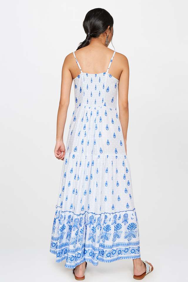 chinese dress ladies global desi Women's A-Line Maxi Dress (EW18G311MXRYINDIGOS_Indigo_Small) :  Amazon.in: Fashion main image 1