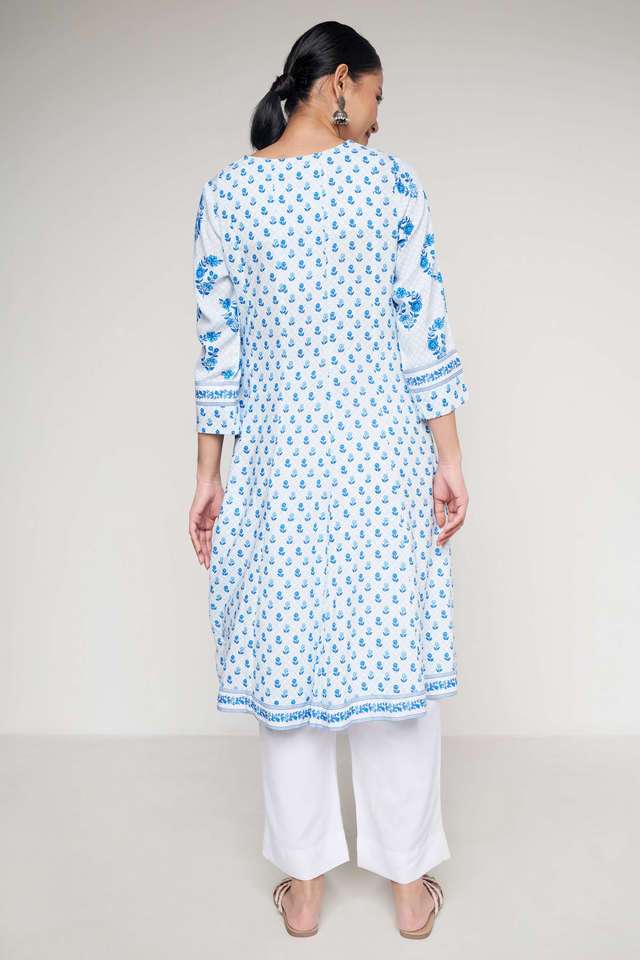 Floral-Viscose-V-Neck-Womens-Casual-Wear-Kurta