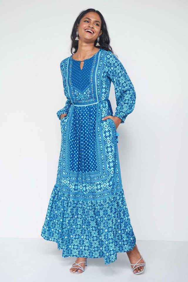 global desi blue dress Buy Aara Blue Flared Dress Online In India at Global Desi F25S12DR_BLUE