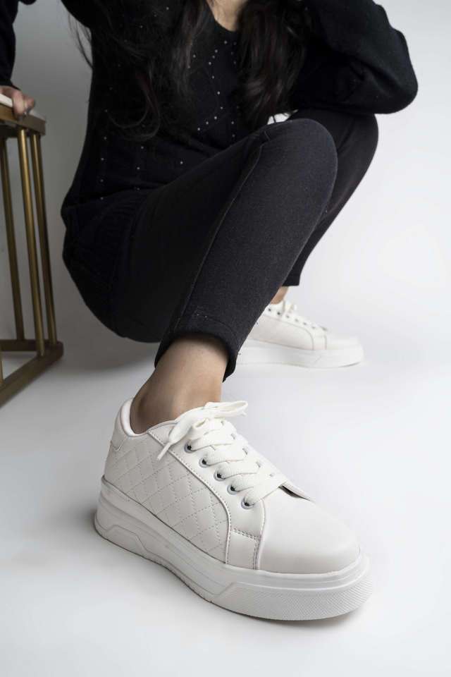 Buy Shoetopia White Synthetic Lace Up Girls Sneakers Shoppers Stop