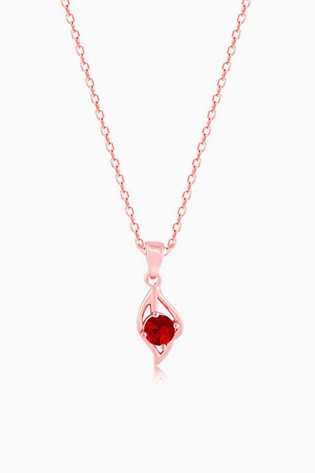 Rose-Gold-Falling-Dew-In-Red-Pendant-With-Link-Chain