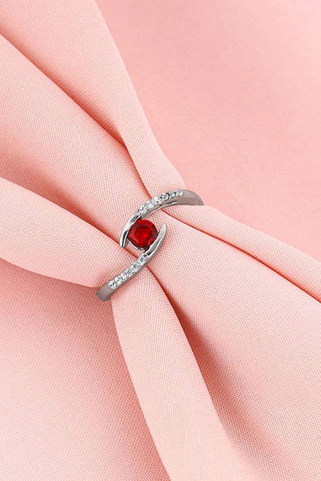 Silver-Red-Zircon-Grace-Ring
