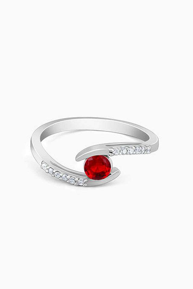Silver-Red-Zircon-Grace-Ring