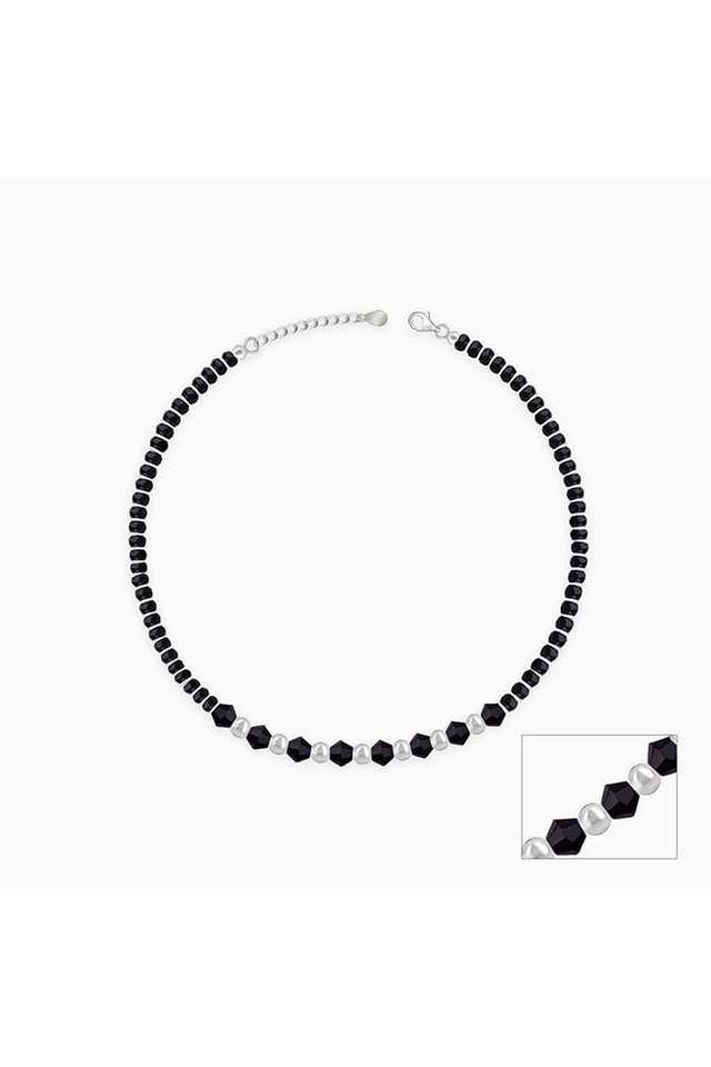 Silver-Barefoot-Black-Beads-Anklet