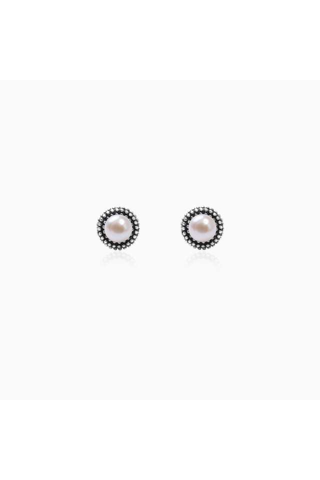 Oxidised-Silver-Pearl-Stud-Earrings