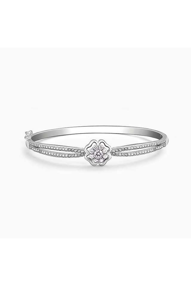 Silver-Zircon-Flower-Bracelet