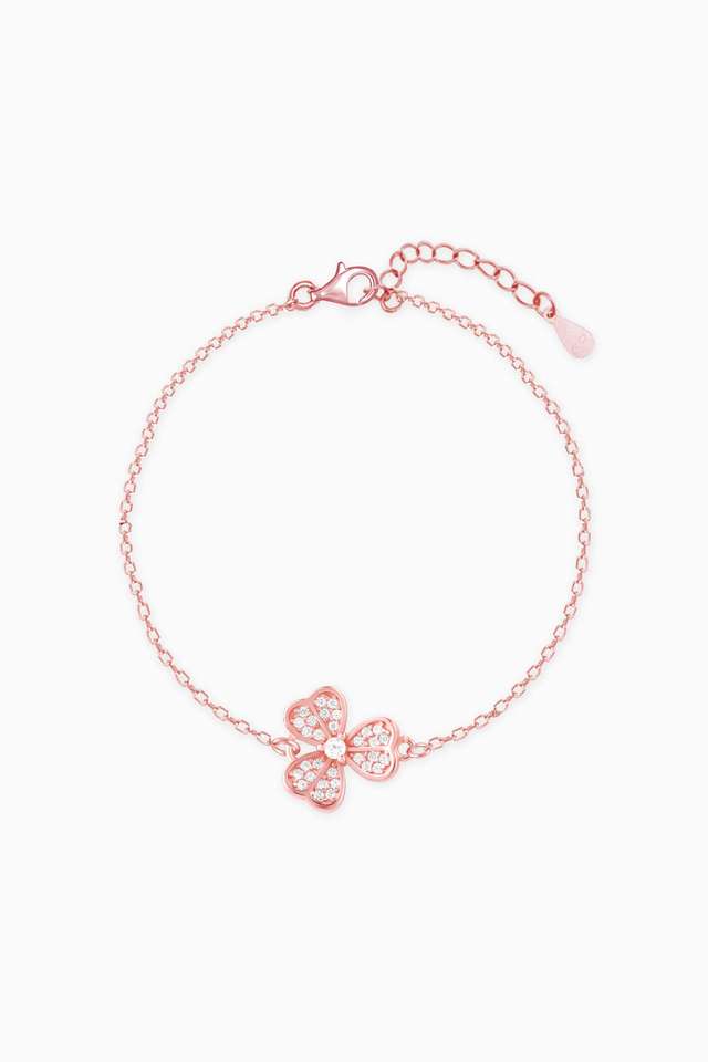 Rose-Gold-Zircon-Studded-Shamrock-Bracelet