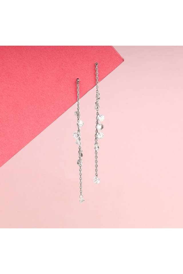 Silver-Dangling-Chain-Earrings