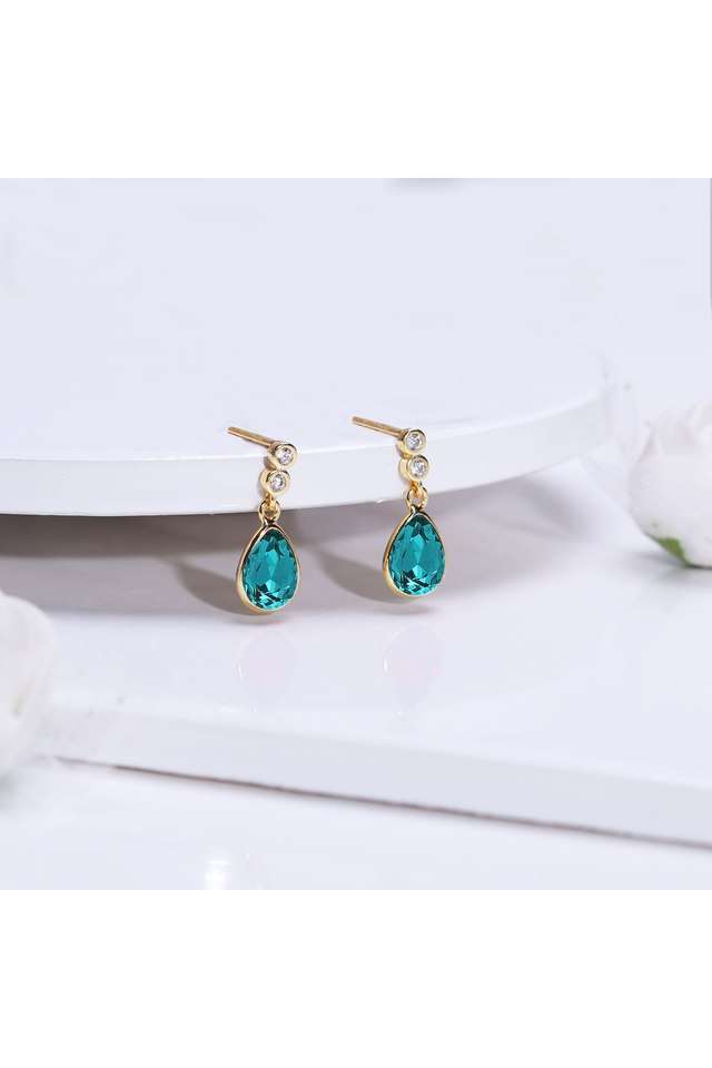 Golden-Turquoise-Blue-Tear-Drop-Earrings