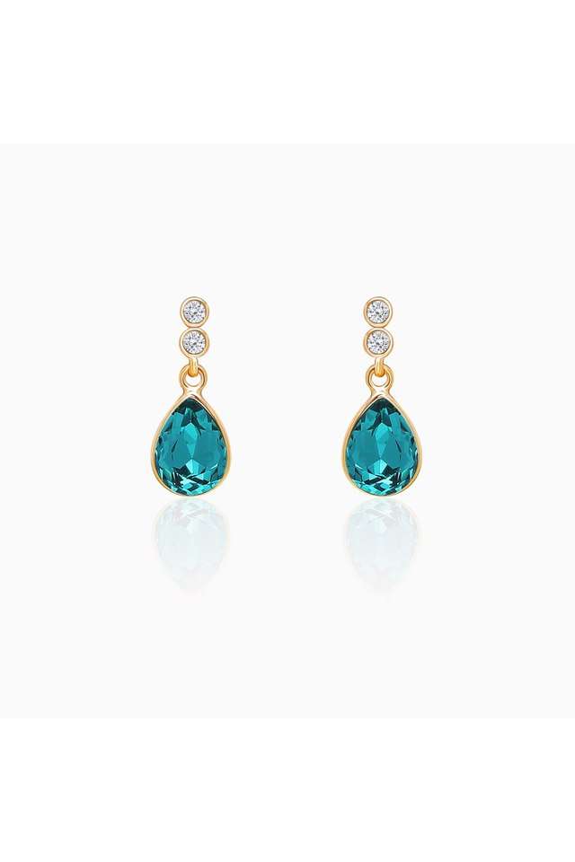 Golden-Turquoise-Blue-Tear-Drop-Earrings