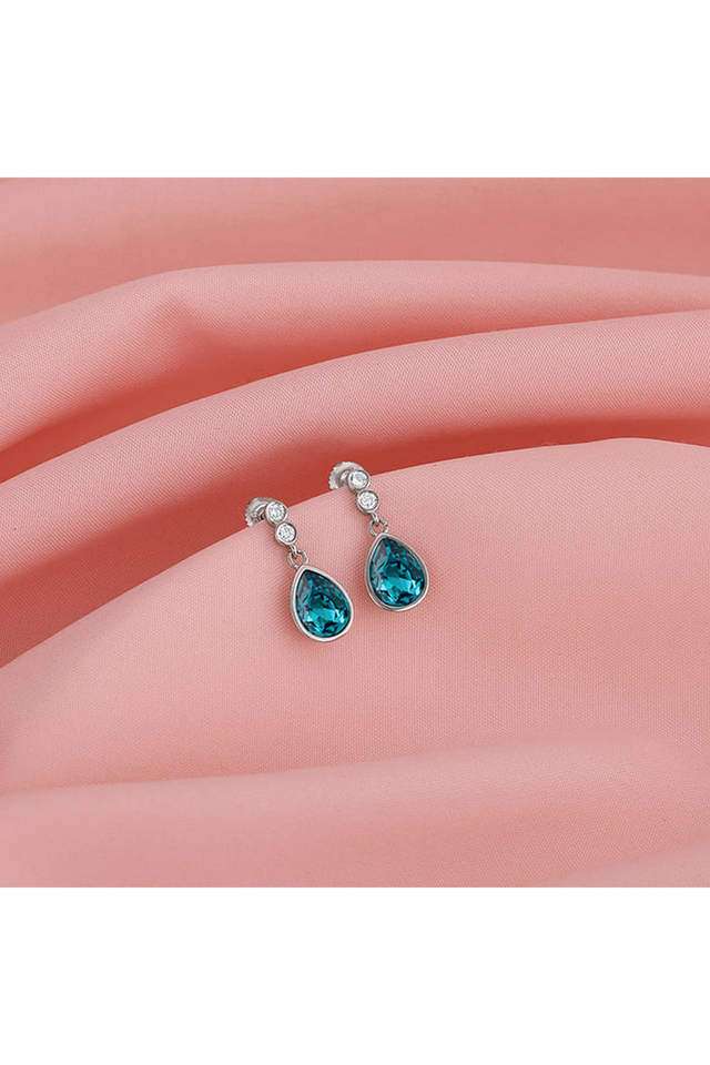 Silver-Turquoise-Blue-Tear-Drop-Earrings