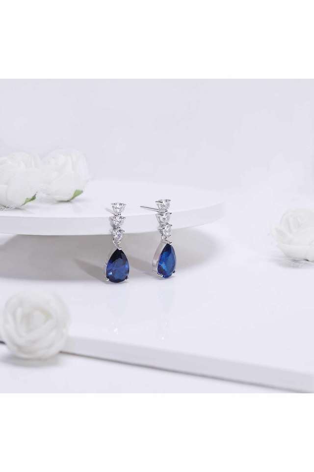 Sterling-Silver-Sapphire-Blue-Drop-Earrings