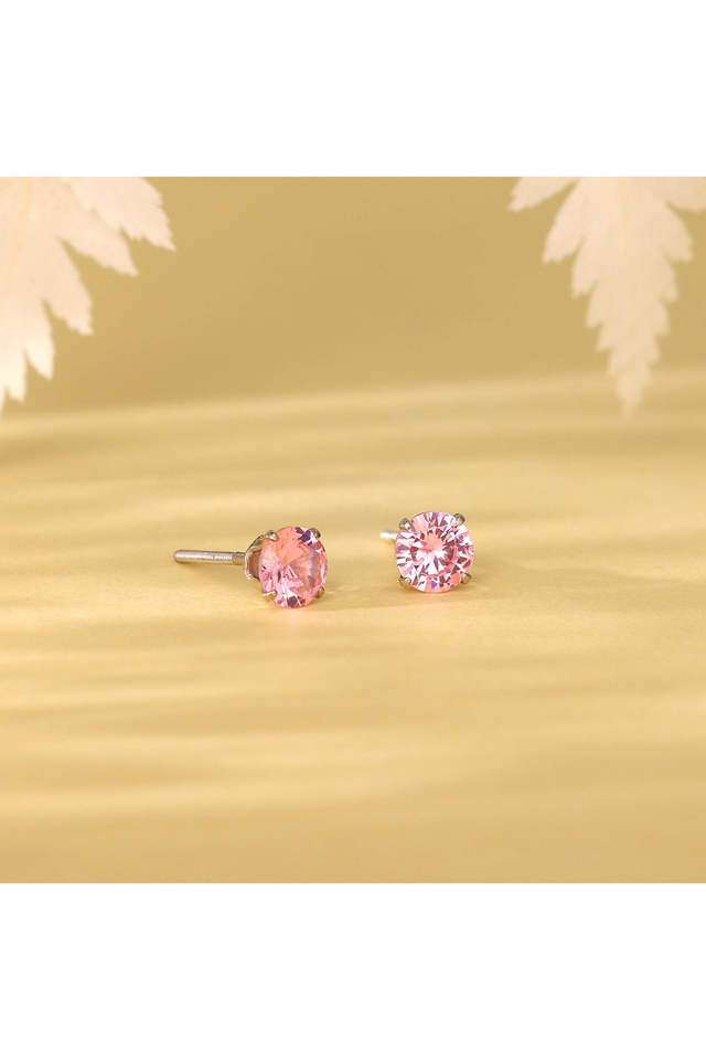Pink-Stoned-Silver-Studs