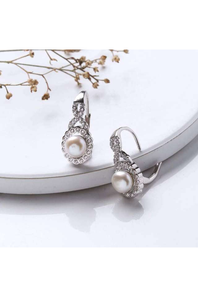 Silver-White-Pearl-Hoop-Earrings