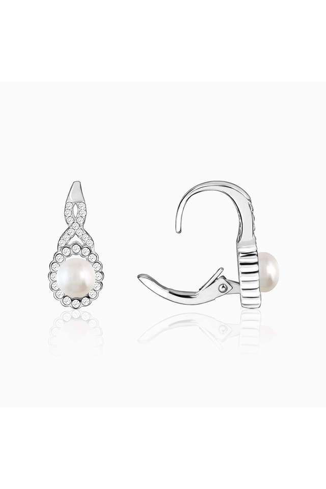 Silver-White-Pearl-Hoop-Earrings