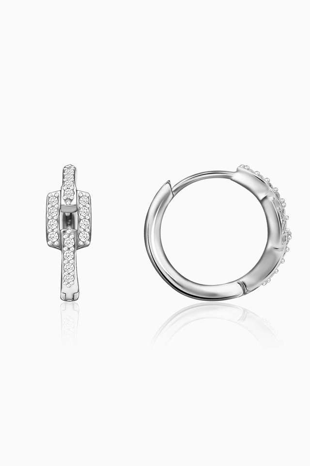 Silver-Sparkling-Loop-Hoop-Earrings