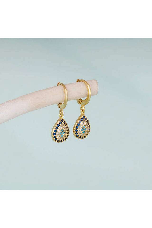 Golden-Evil-Eye-Pear-Earrings
