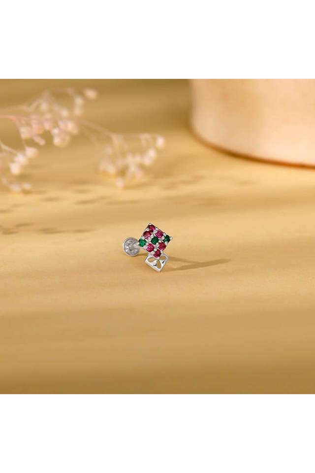 Silver-Multi-Colour-Stoned-Nose-pin