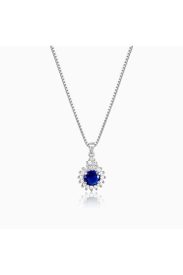 Silver-Sapphire-Floral-Pendant-With-Box-Chain