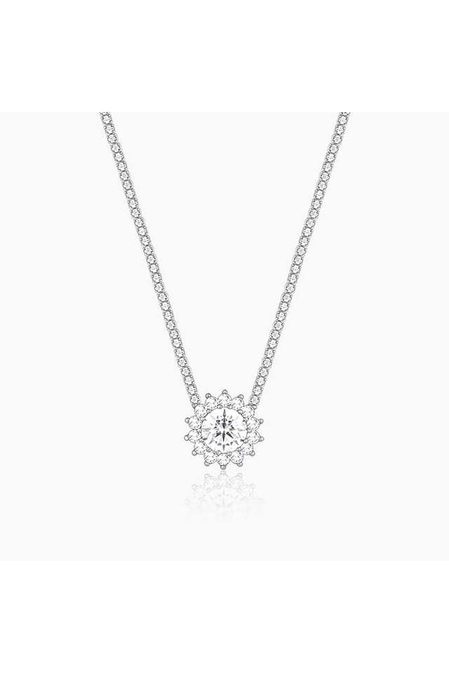 Silver-Solitaire-Floral-Necklace