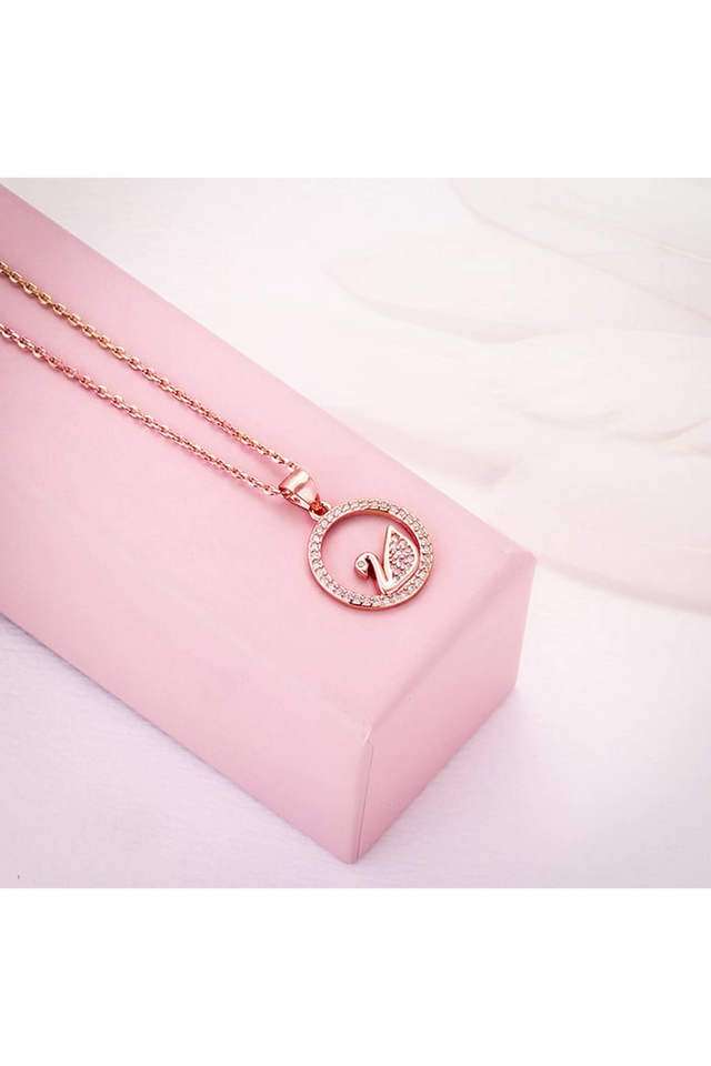 Rose-Gold-Zircon-Studded-Swan-Pendant-with-Link-Chain