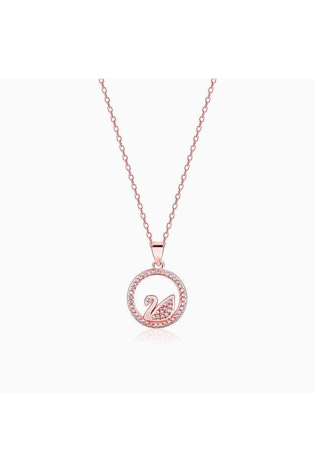 Rose-Gold-Zircon-Studded-Swan-Pendant-with-Link-Chain