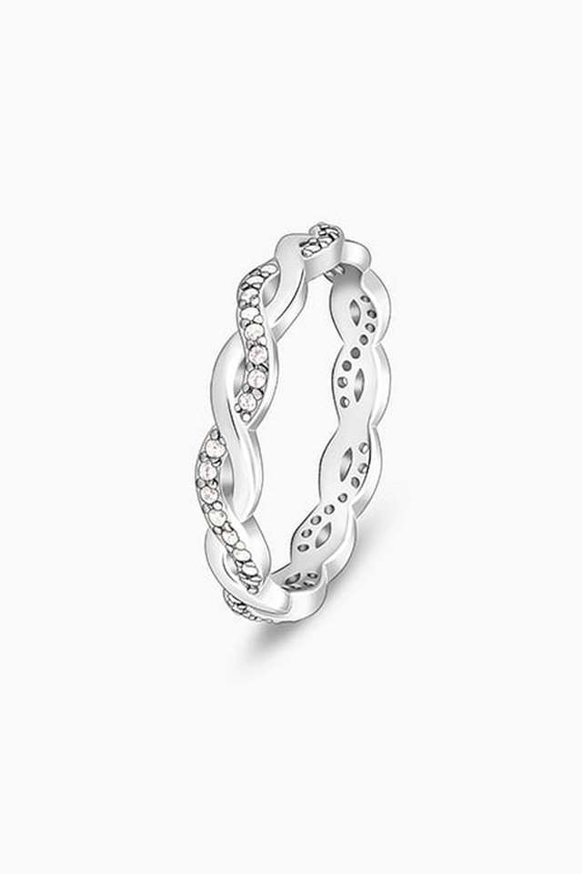Silver-Zircon-Wave-Entwined-Ring