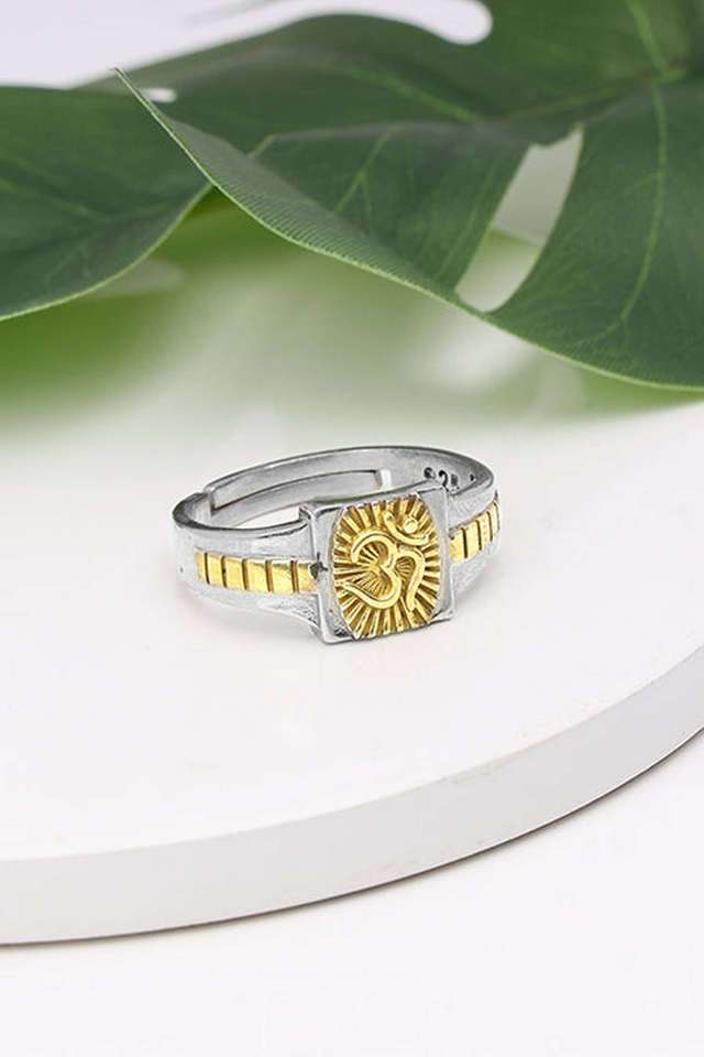 Silver-And-Golden-Graceful-Om-Ring-For-Him