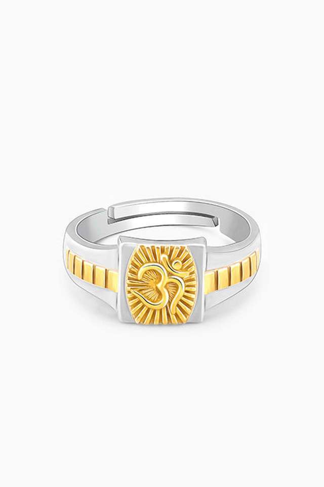 Silver-And-Golden-Graceful-Om-Ring-For-Him