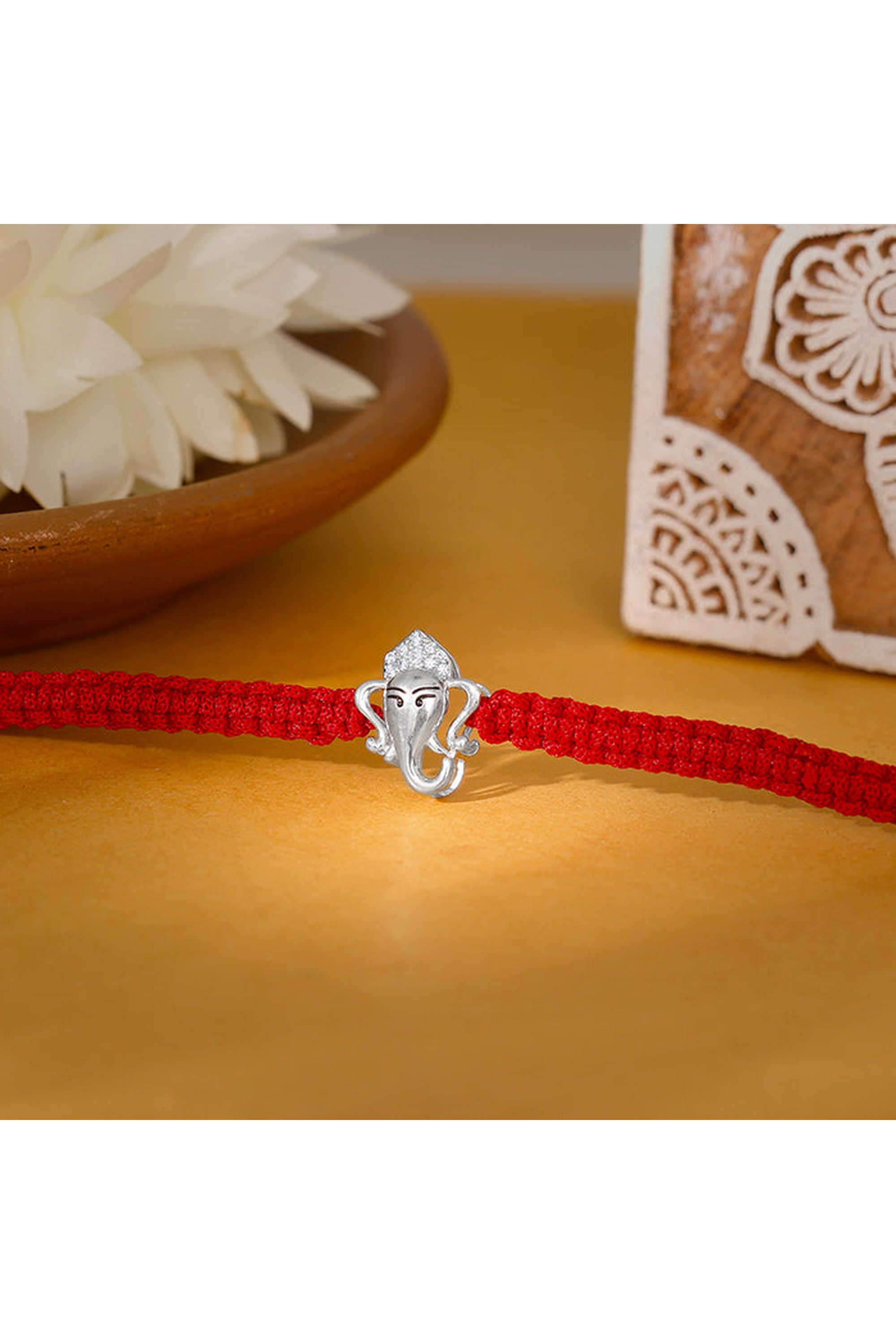 Zircon-Sterling-Silver-925-Ethnic-Men-s-Spiritual-Ganesha-Rakhi