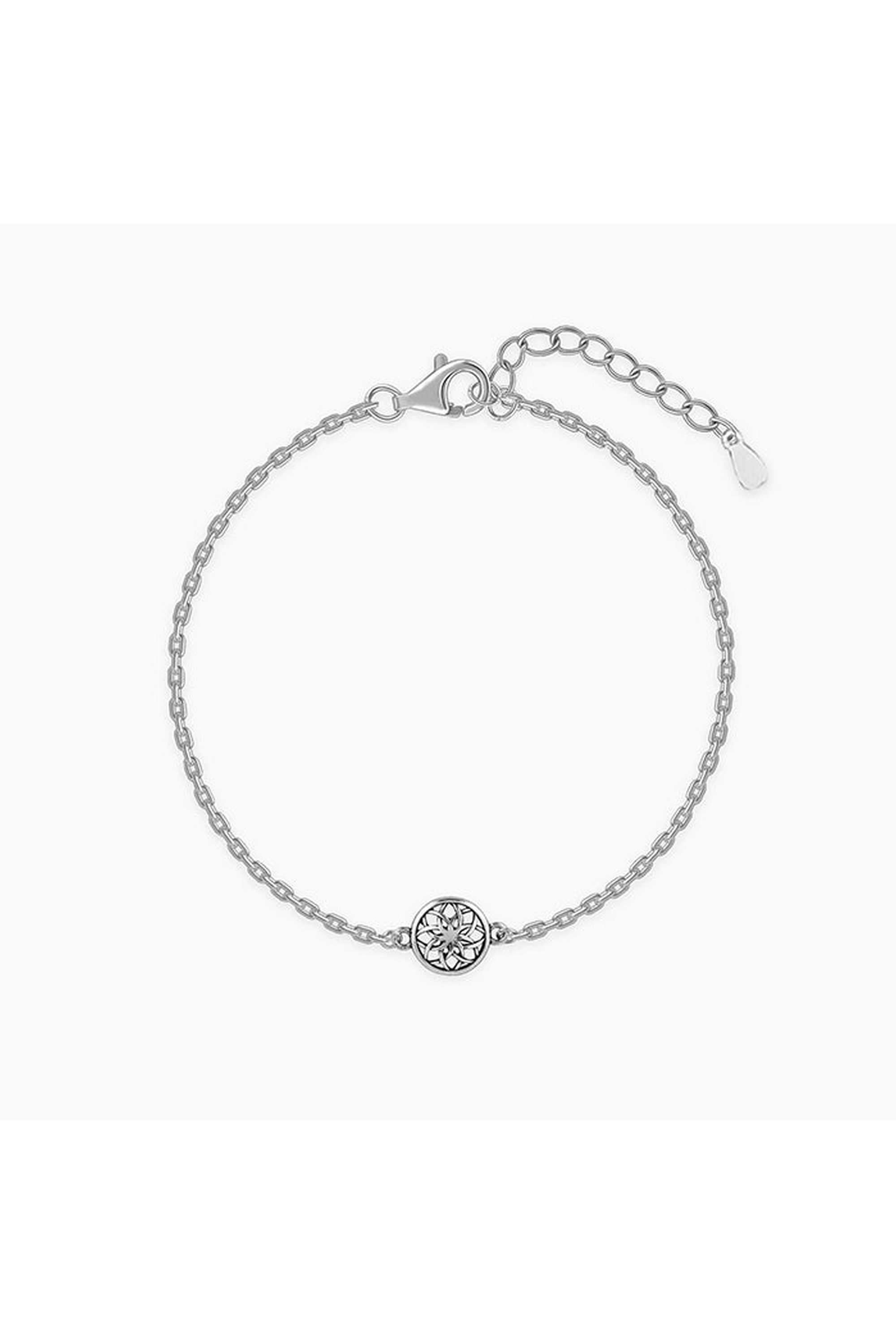 Sterling-Silver-925-Ethnic-Men-s-Sphere-Floral-Bracelet-Rakhi