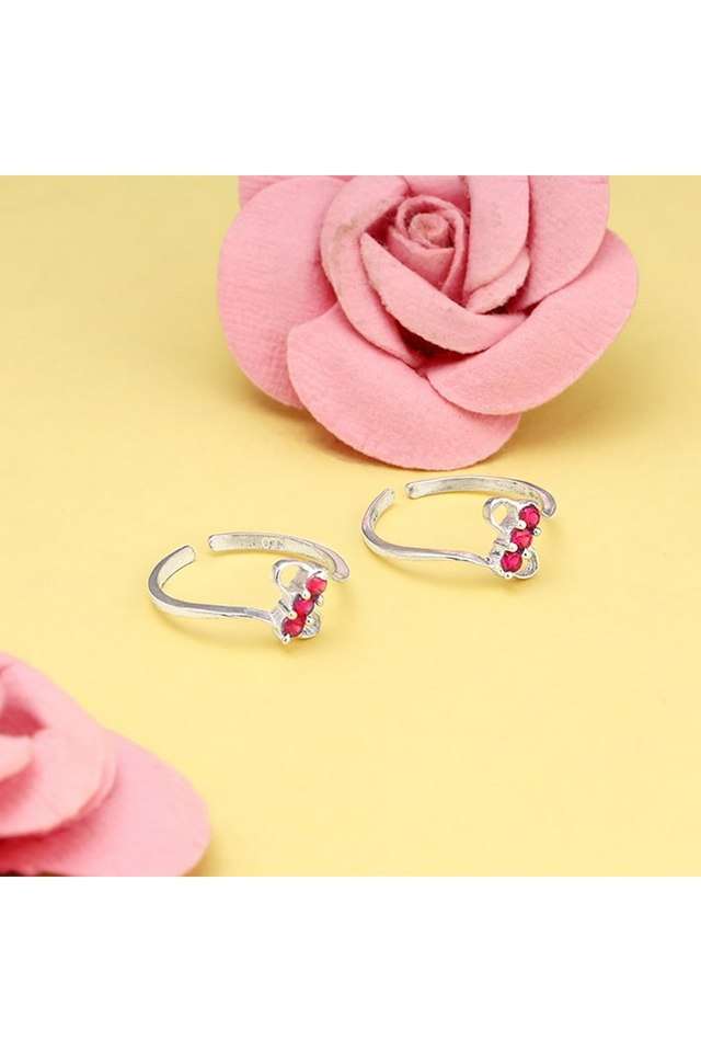 Silver-Blushing-Gem-Slim-Toe-Rings