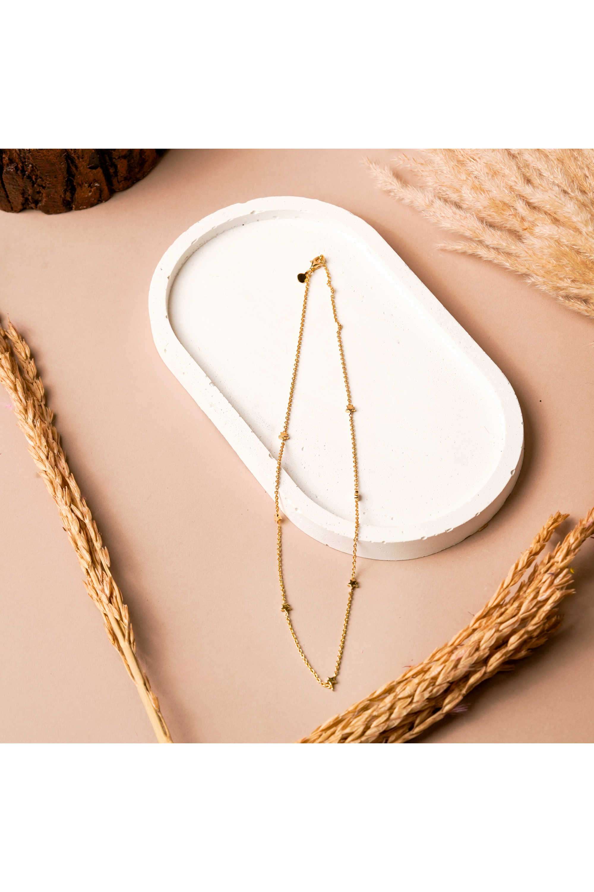 925-Silver-Gold-Plated-Gold-Star-Chain-18-for-Kids-&-Girls