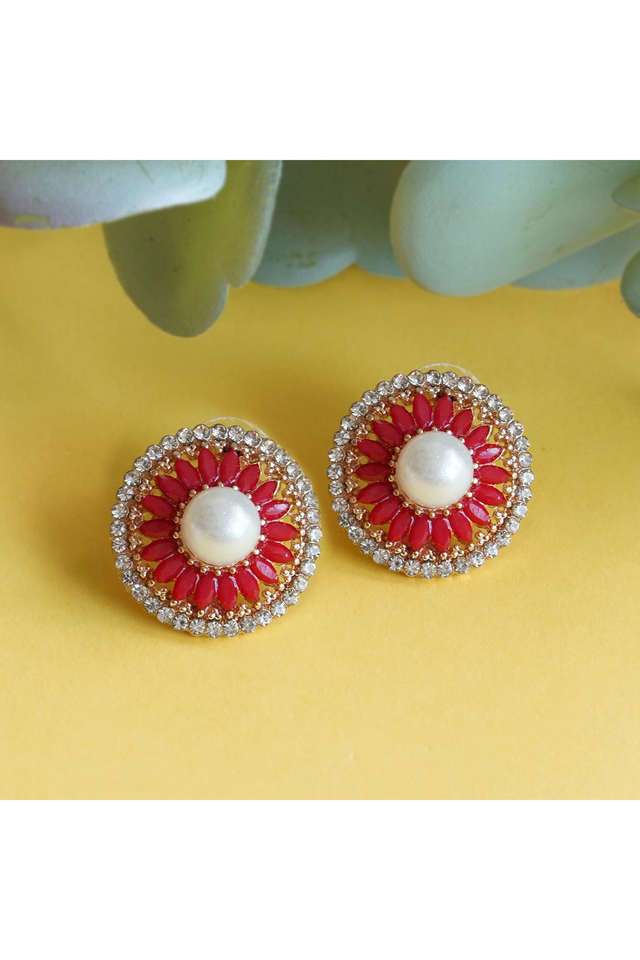 Stylish-Red-Stone-Studded-Earrings