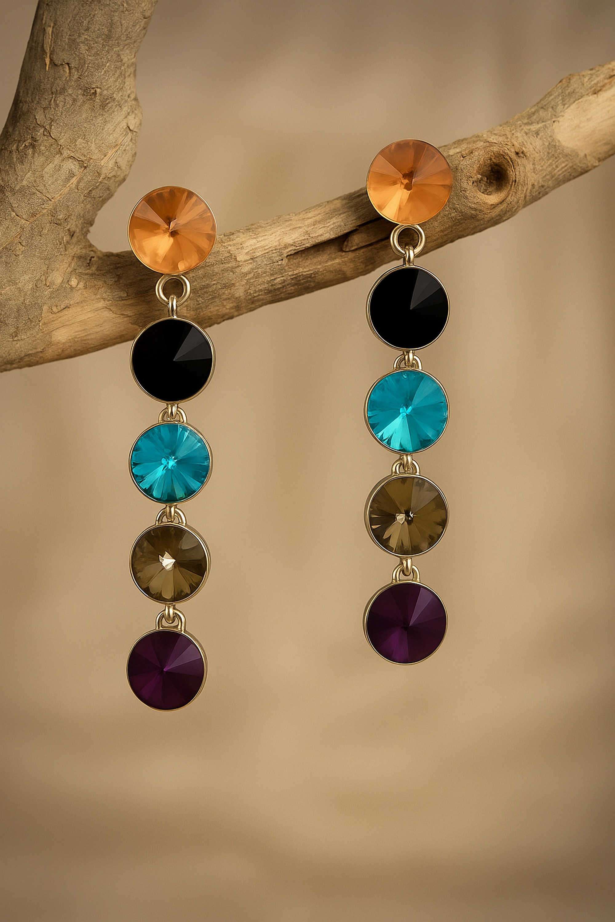 Brass-Casual-Wear-Women-Multi-Gemstone-Statement-Earrings