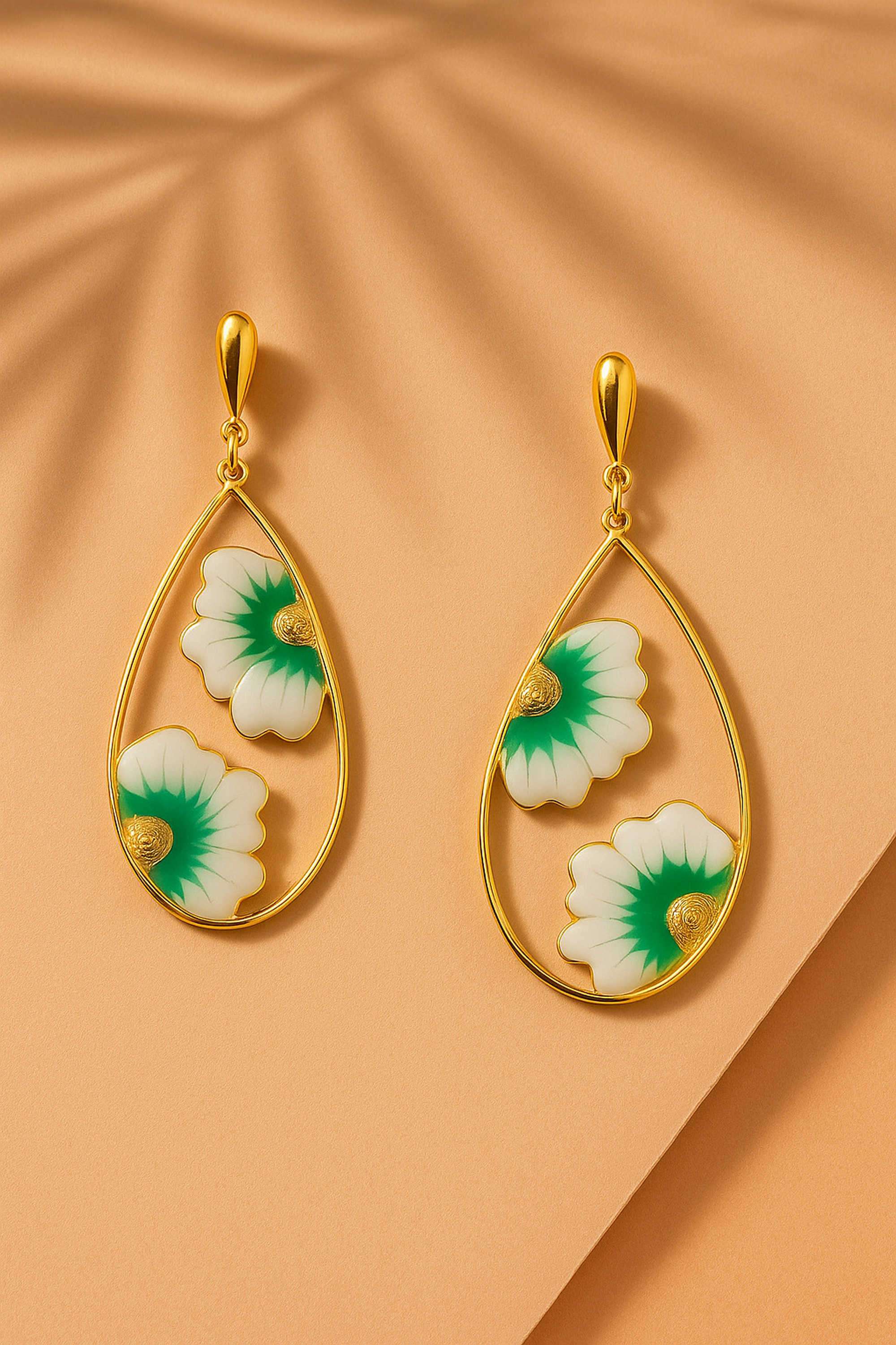 Brass-Casual-Wear-Women-Floral-Earrings