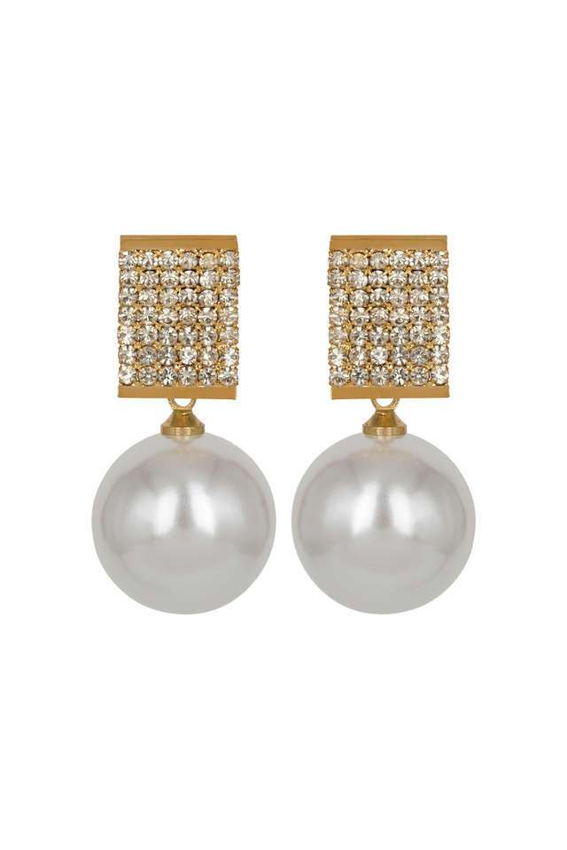 Golden-Long-Earings-With-Cz-Stones-And-Pearl-Danglers