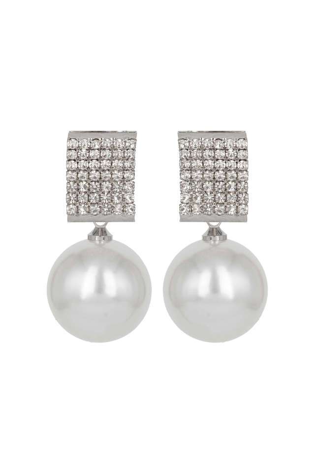 Silver-Long-Earings-With-Cz-Stones-And-Pearl-Danglers