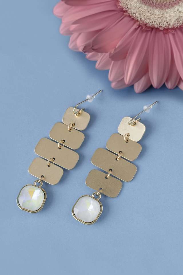 Gold-Plated-Alloy-Metal-Drop-Earrings