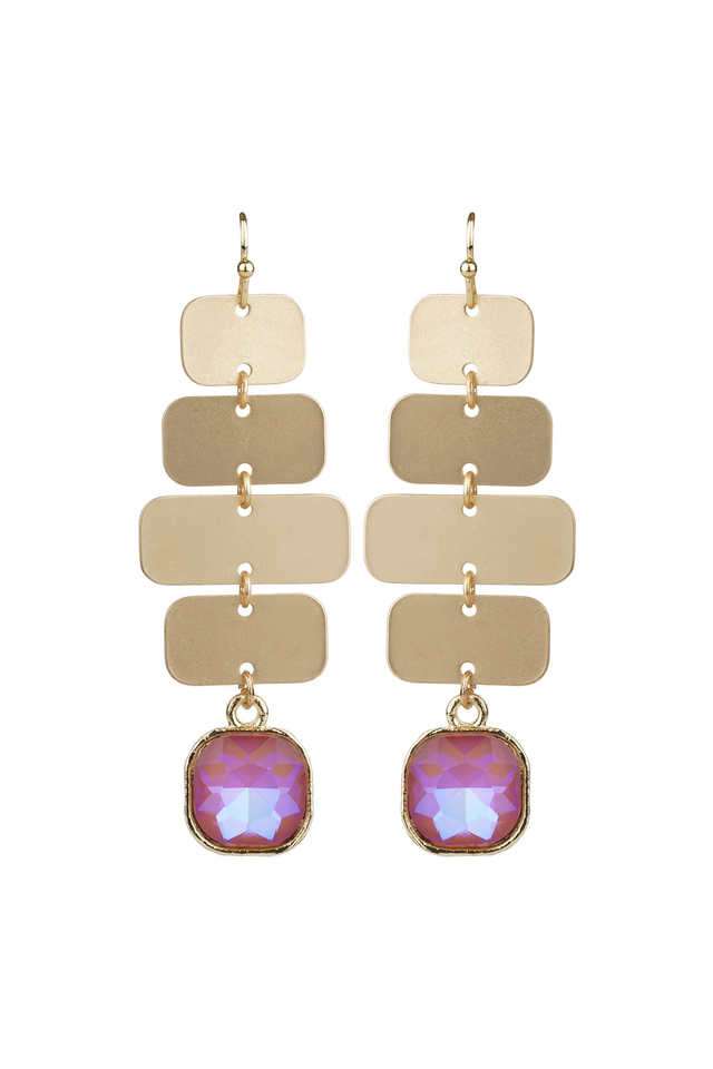 Gold-Plated-Alloy-Metal-Drop-Earrings