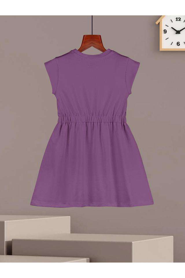 Buy HELLCAT Mauve Printed Cotton Blend Round Neck Girls Casual Dress
