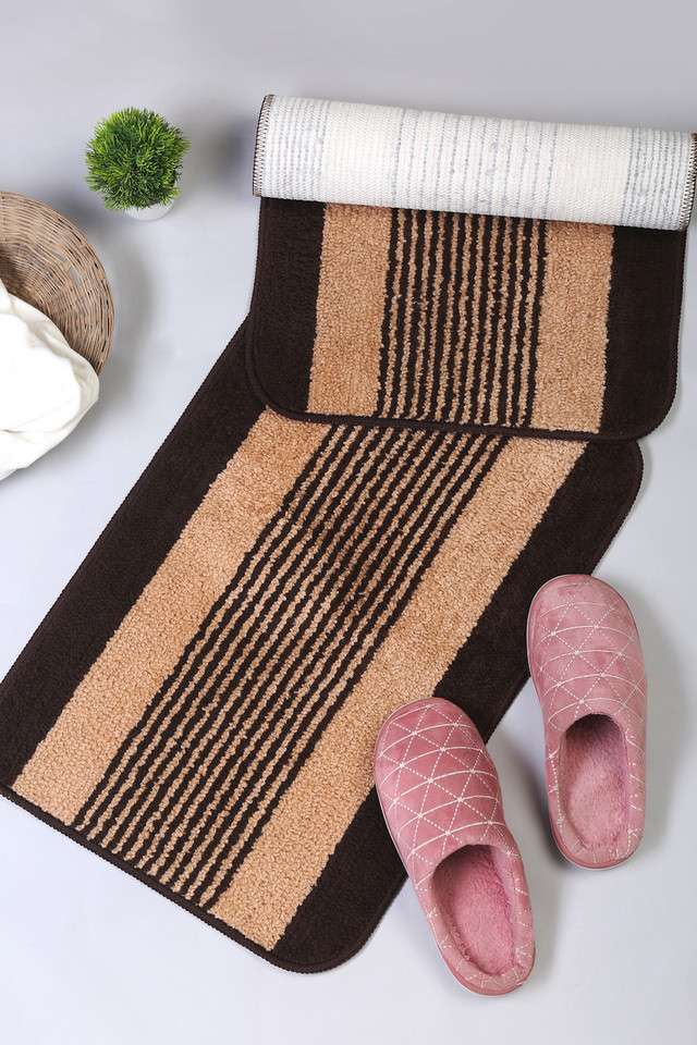 Buy Hosta Homes Brown Striped Pattern Aniti Skid Multipurpose Mats