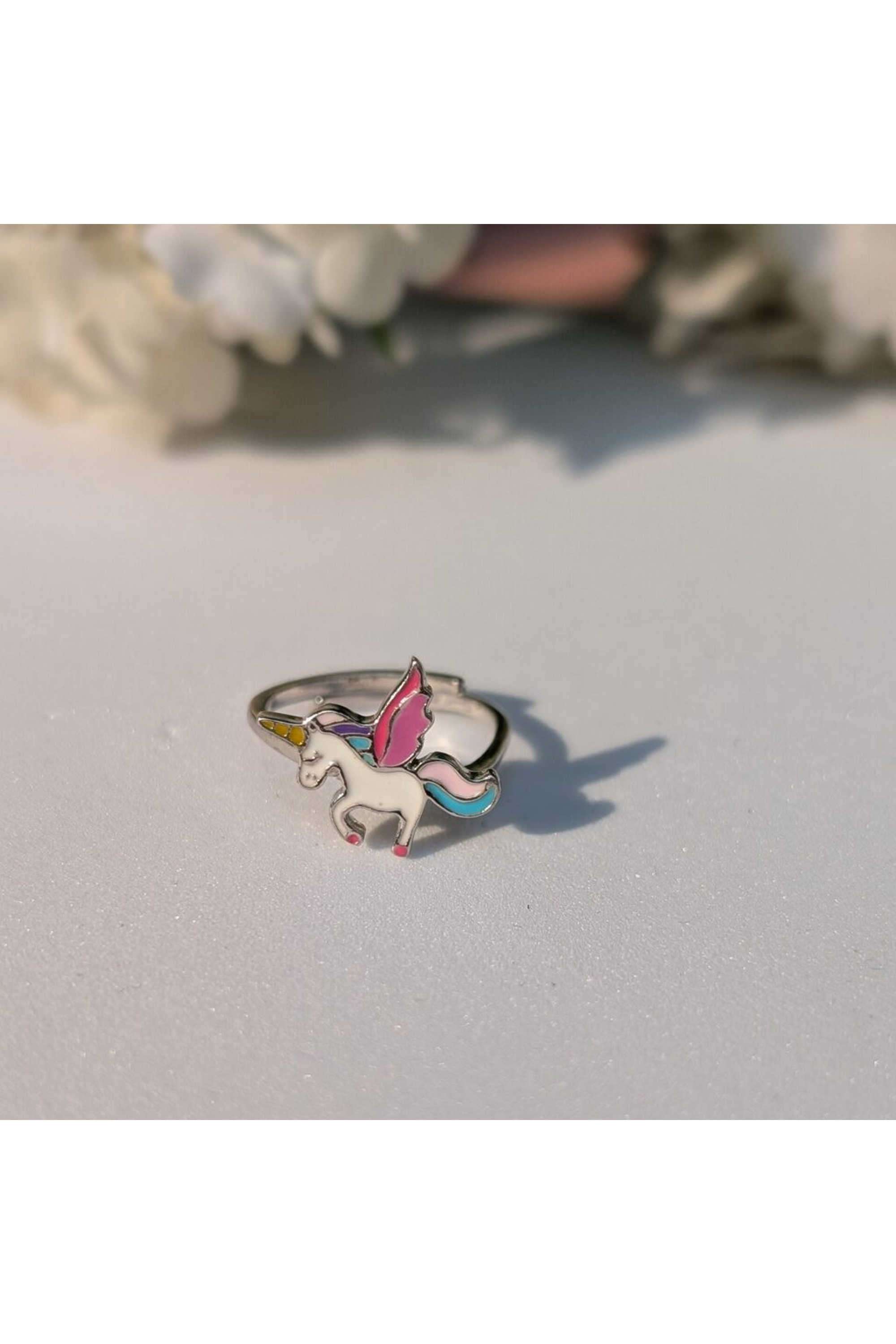 925-Silver-Hypoallergenic-Adjustable-Unicorn-Ring -White-And-Multi-Color-Enmael